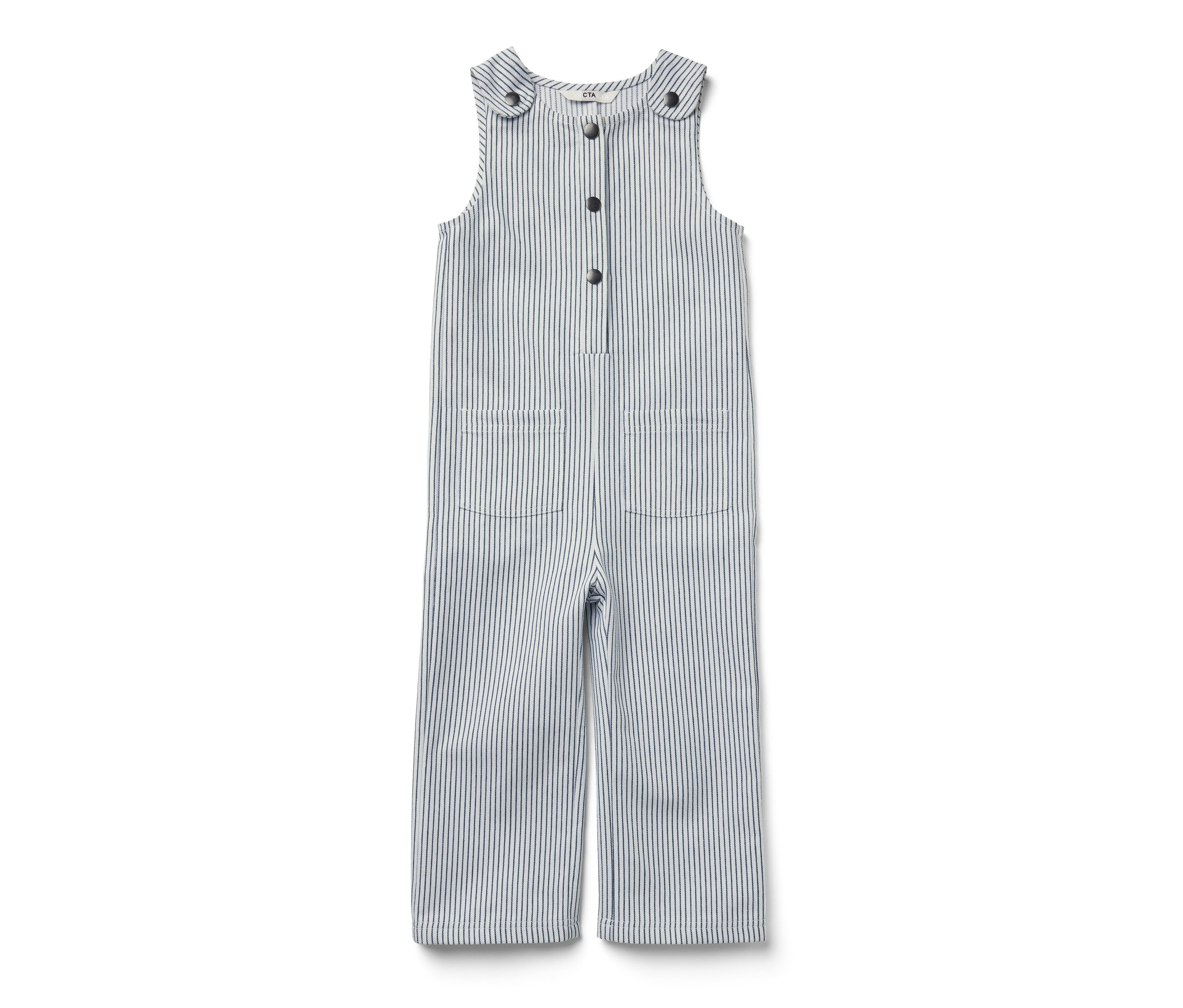 Tchibo - Ogrodniczki z tkaniny- biały/niebieski/w paski