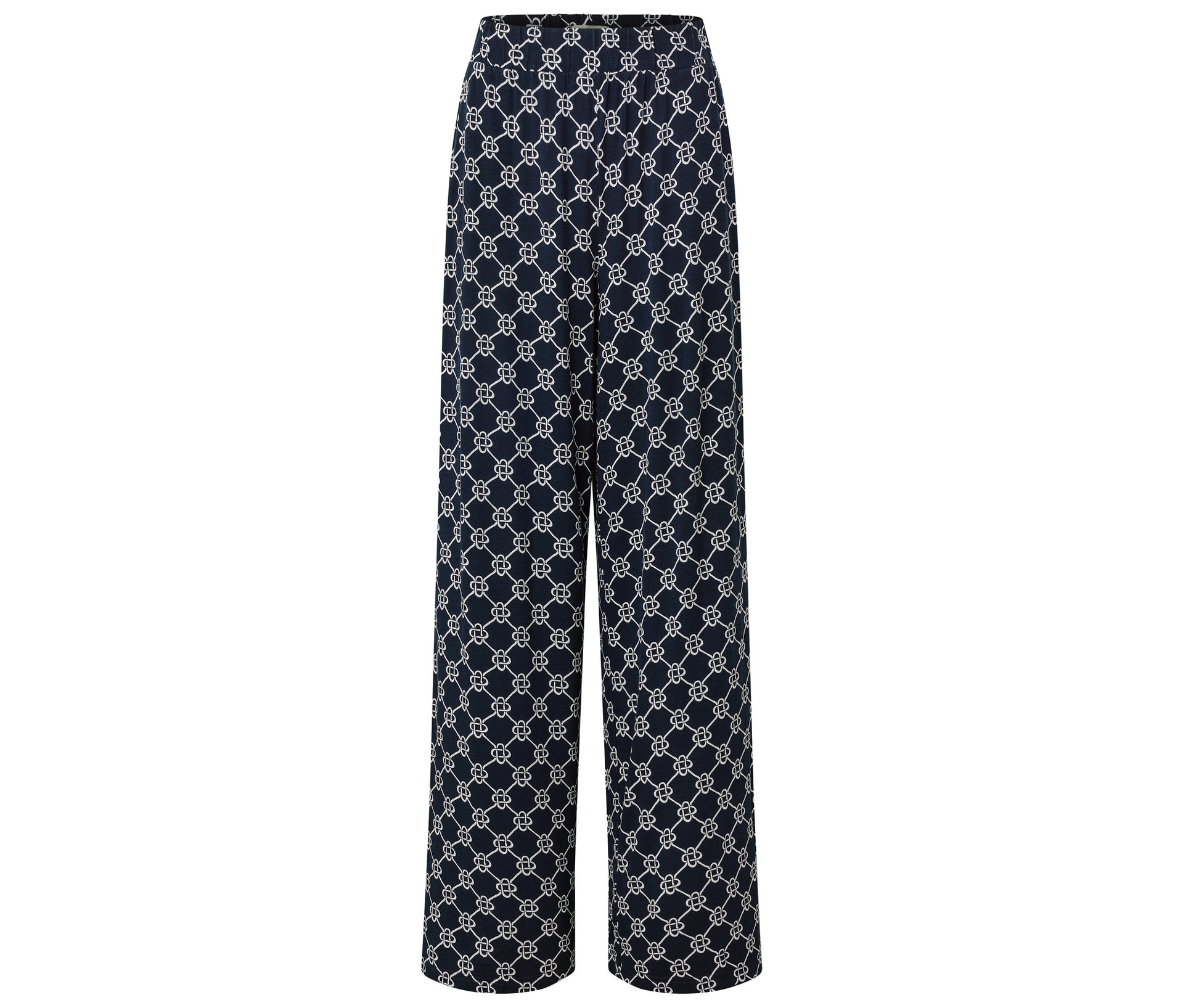Tchibo - Spodnie palazzo z minimalistycznym nadrukiem- biały/niebieski