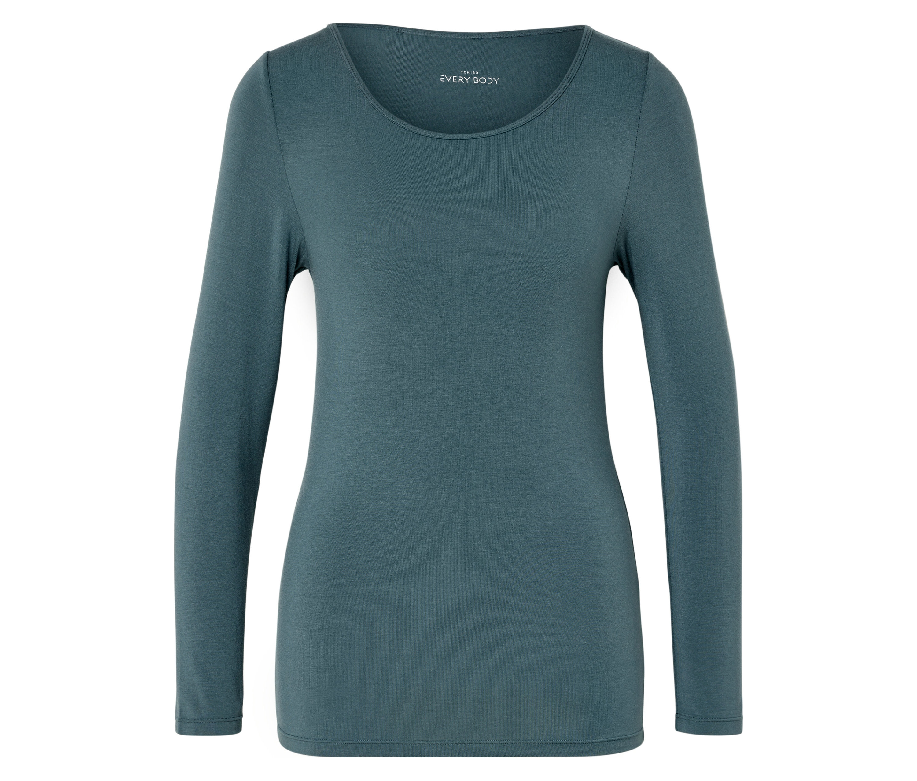 Tchibo - Koszulka z długim rękawem z mieszanki modalu i jedwabiu- zielony