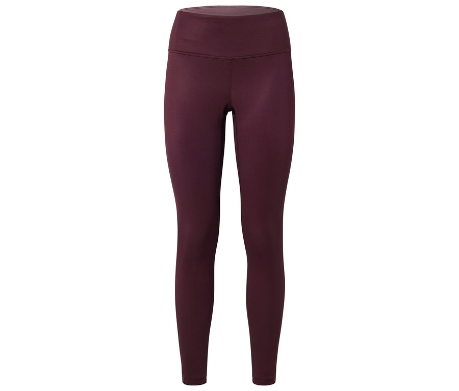 Ciemnoczerwone legginsy na neutralnym tle.