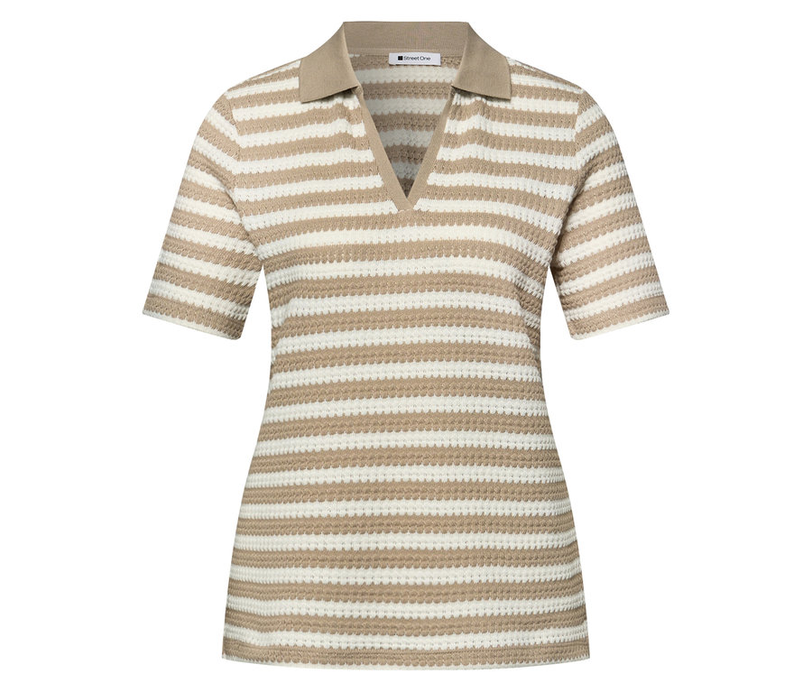 Pasiasta koszulka z dzianiny Street One z dekoltem w serek i krótkimi rękawami.