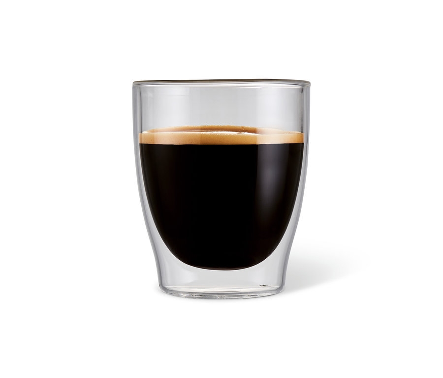 Espresso w szklance o podwójnych ściankach.
