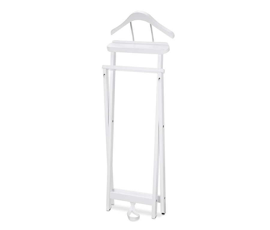 Składany wieszak typu lokaj na ubrania, biały.
