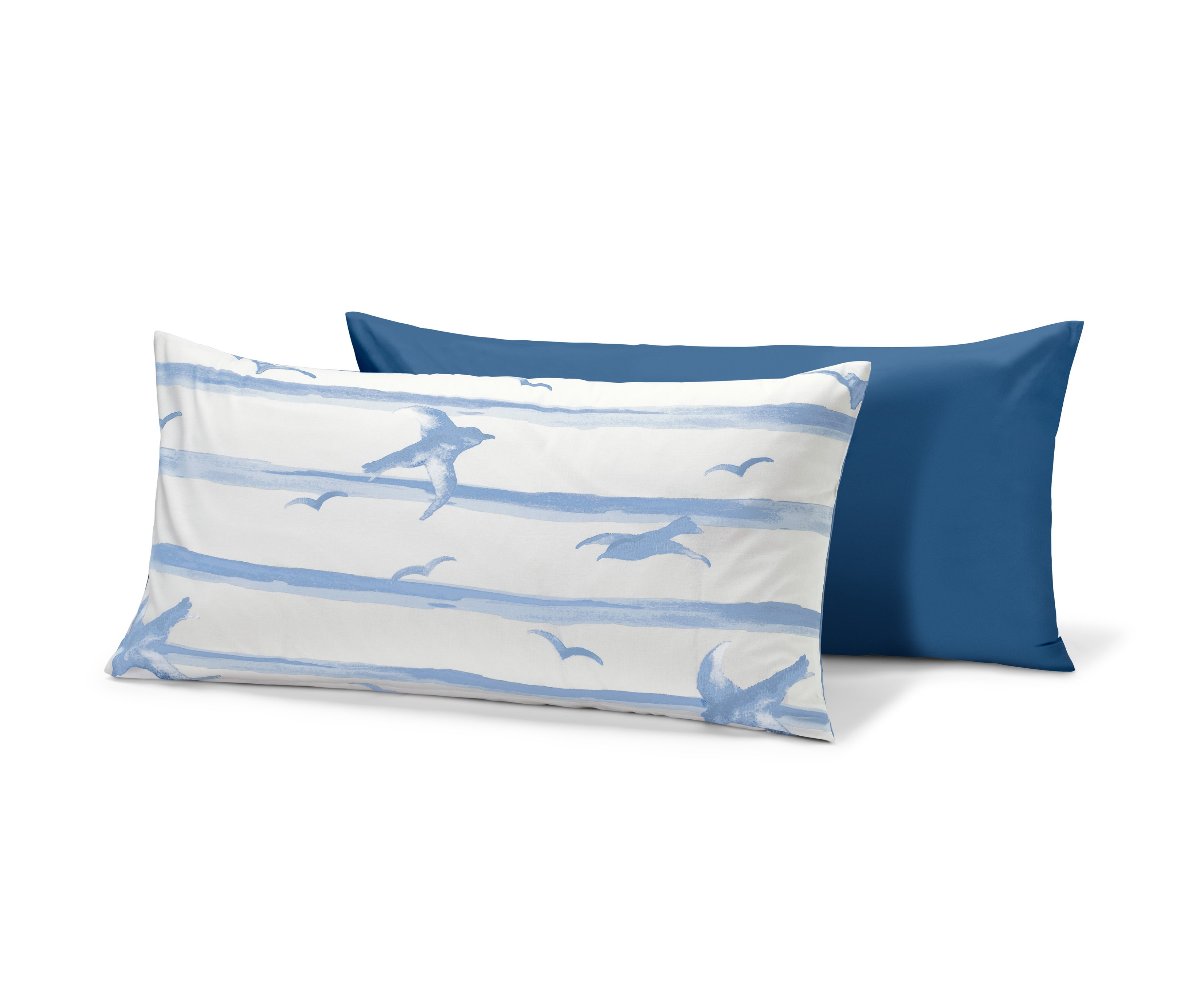 Tchibo - Poszewki na poduszki z bawełny renforcé „Mewa” - kolor: niebieski/biały