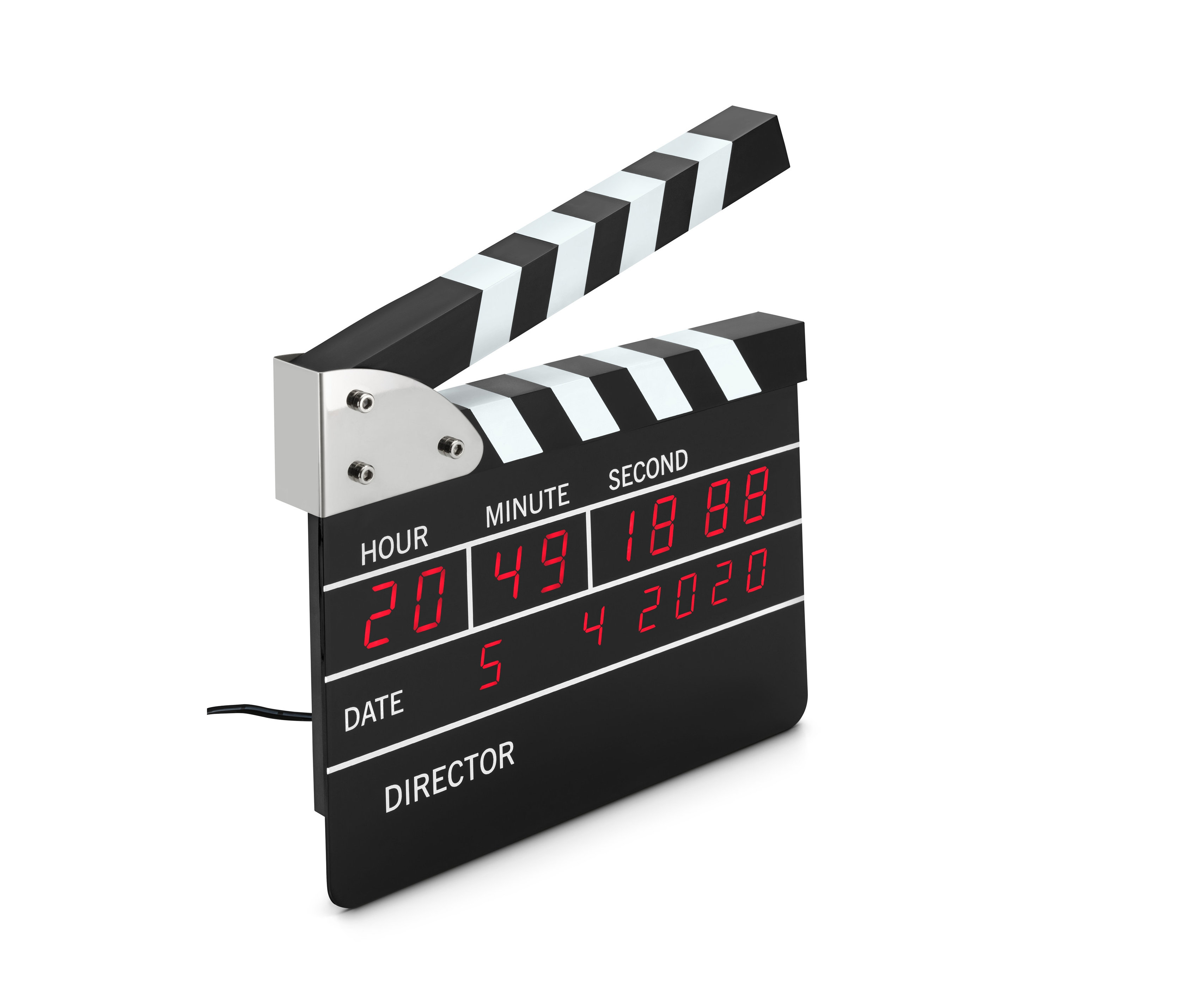 Cyfrowy zegar «Klaps filmowy» wyświetla godzinę 20:49:18 i datę 05.04.2020.