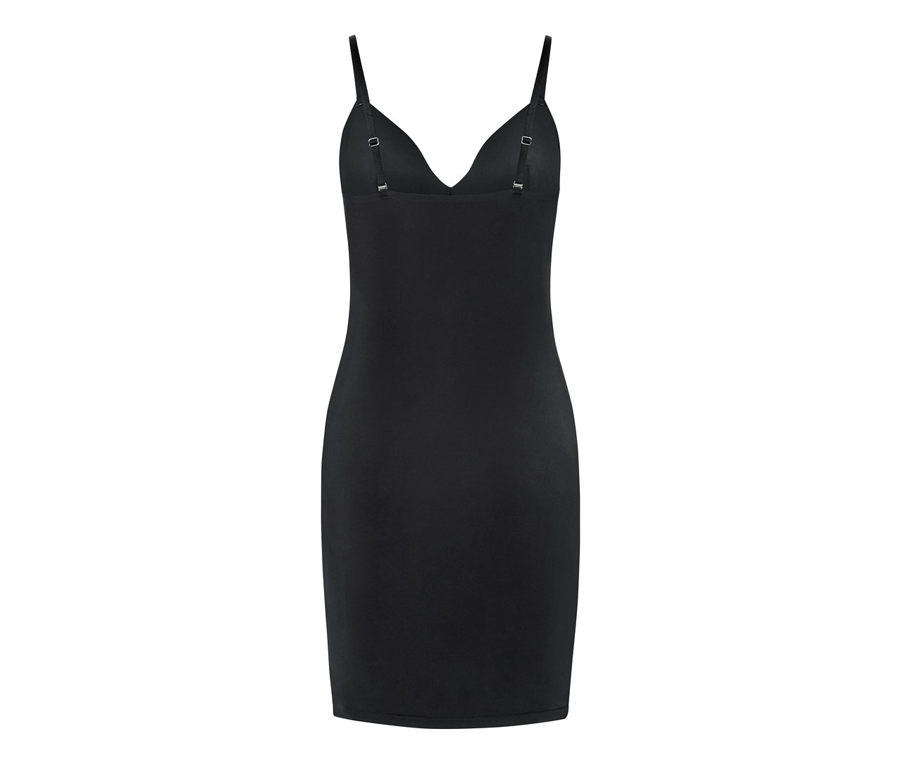 Czarna halka modelująca na cienkich ramiączkach.