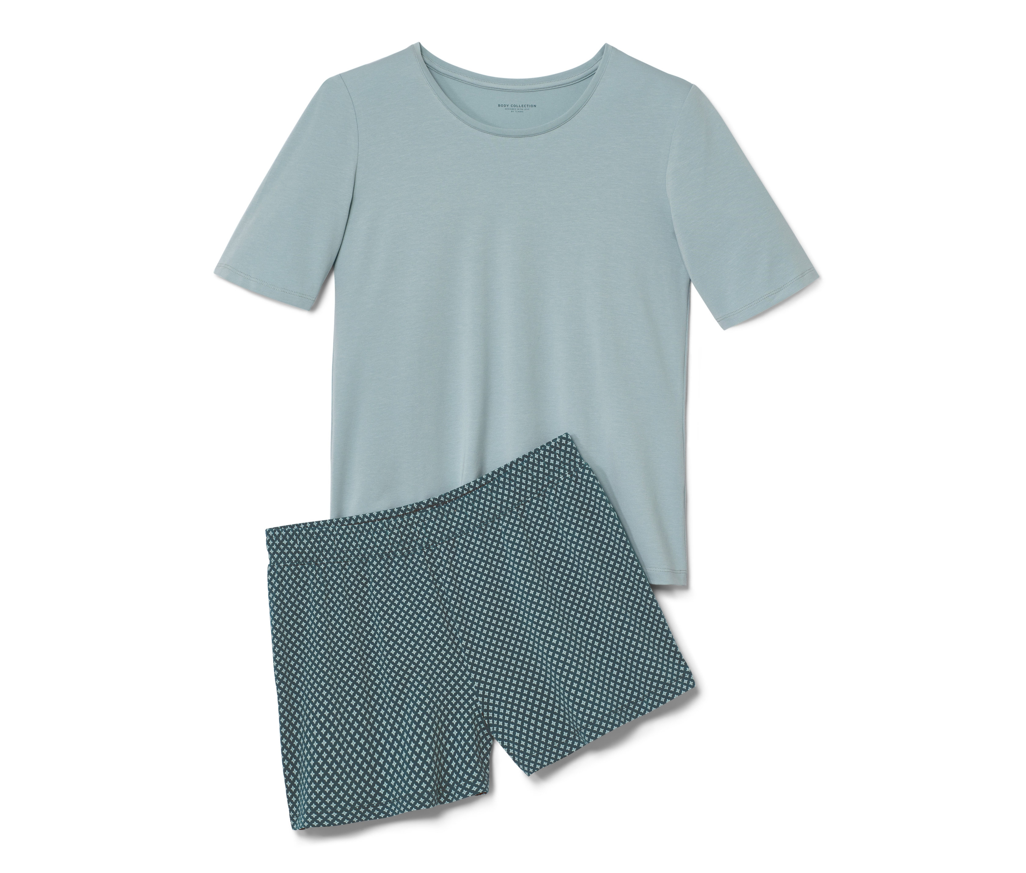 Tchibo - Piżama z krótkimi spodenkami z wzorem na całej powierzchni, niebieski/zielony