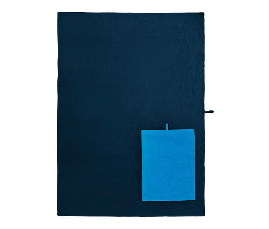 Granatowo-niebieskie muślinowe ręczniki podróżne, 2 sztuki.