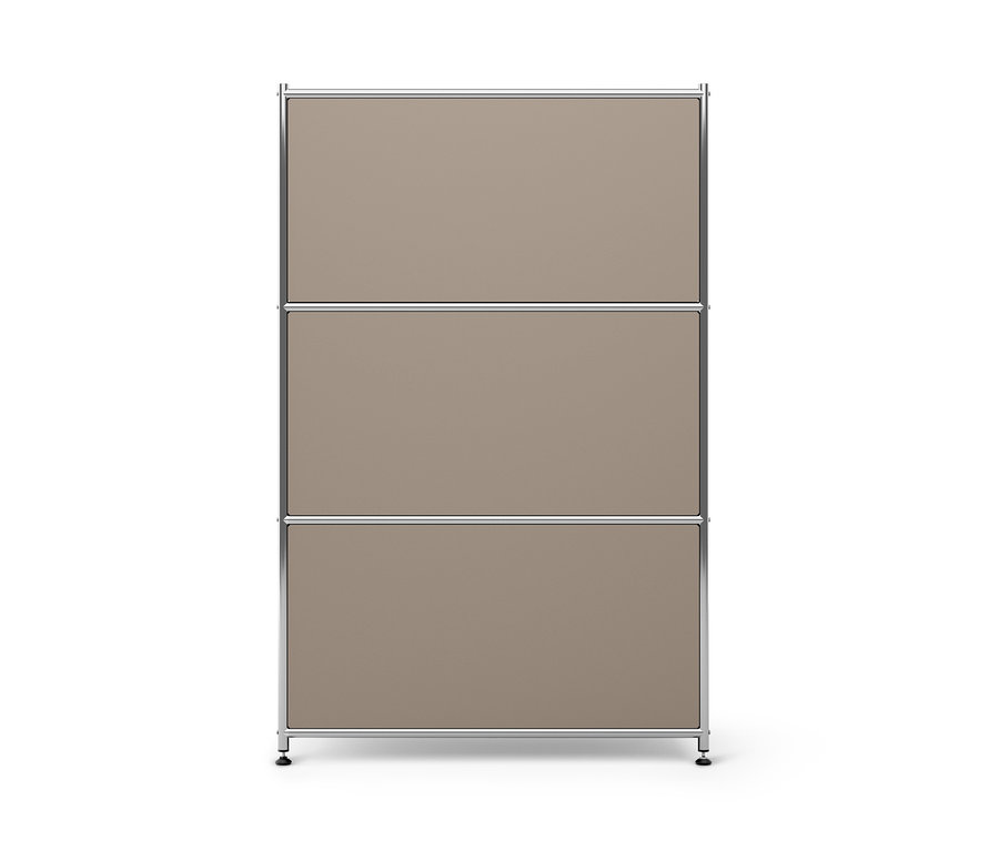 Szarobeżowa metalowa komoda »CN3« z 2 klapami.