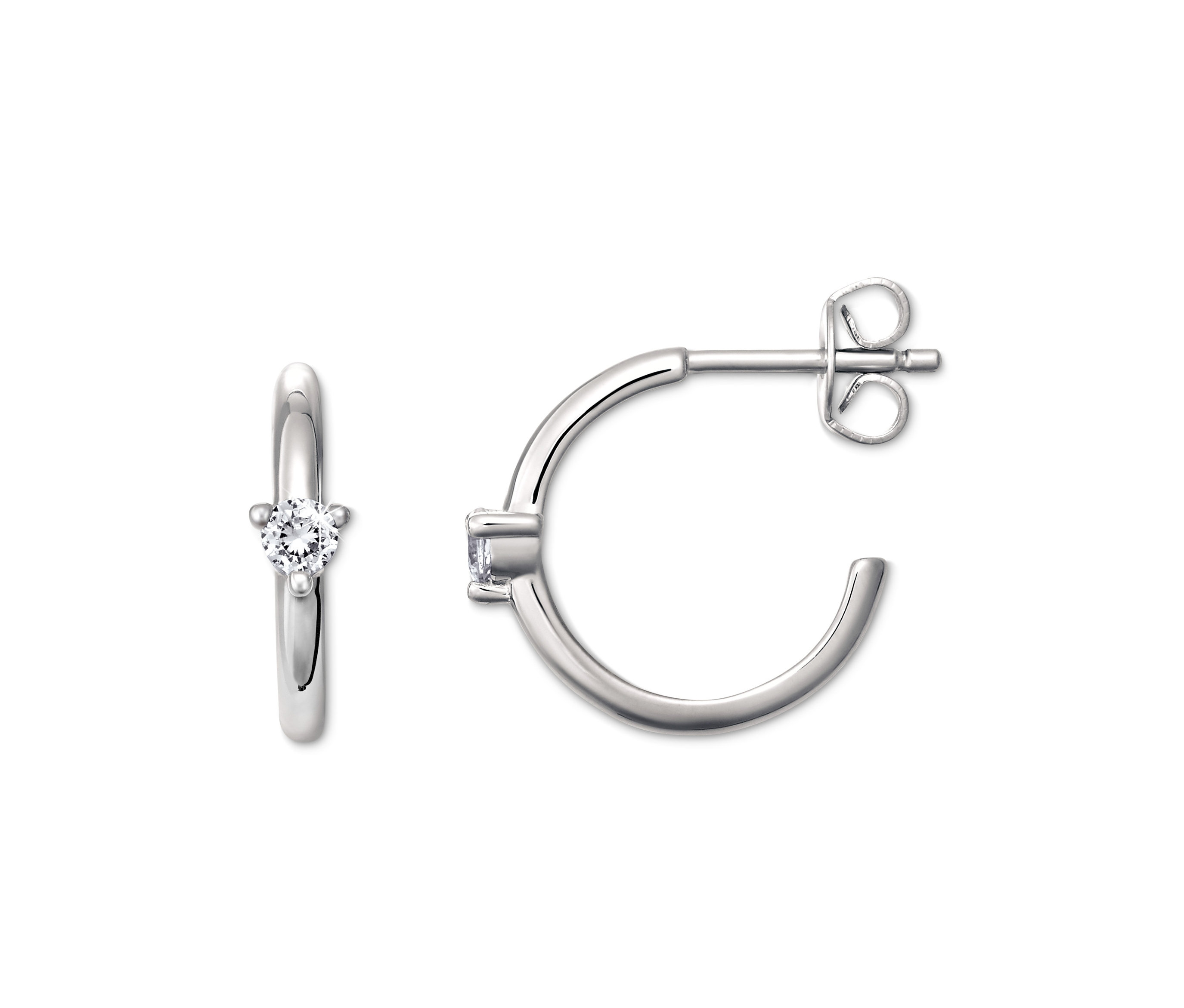 Tchibo - Kolczyki kreole Solitaire ze srebra próby 925 - kolor: biały/srebrny