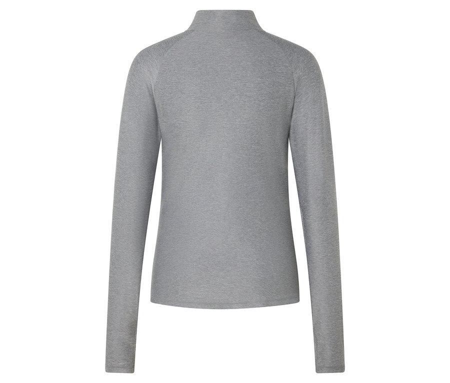 Szara bluzka z długim rękawem i golfem.