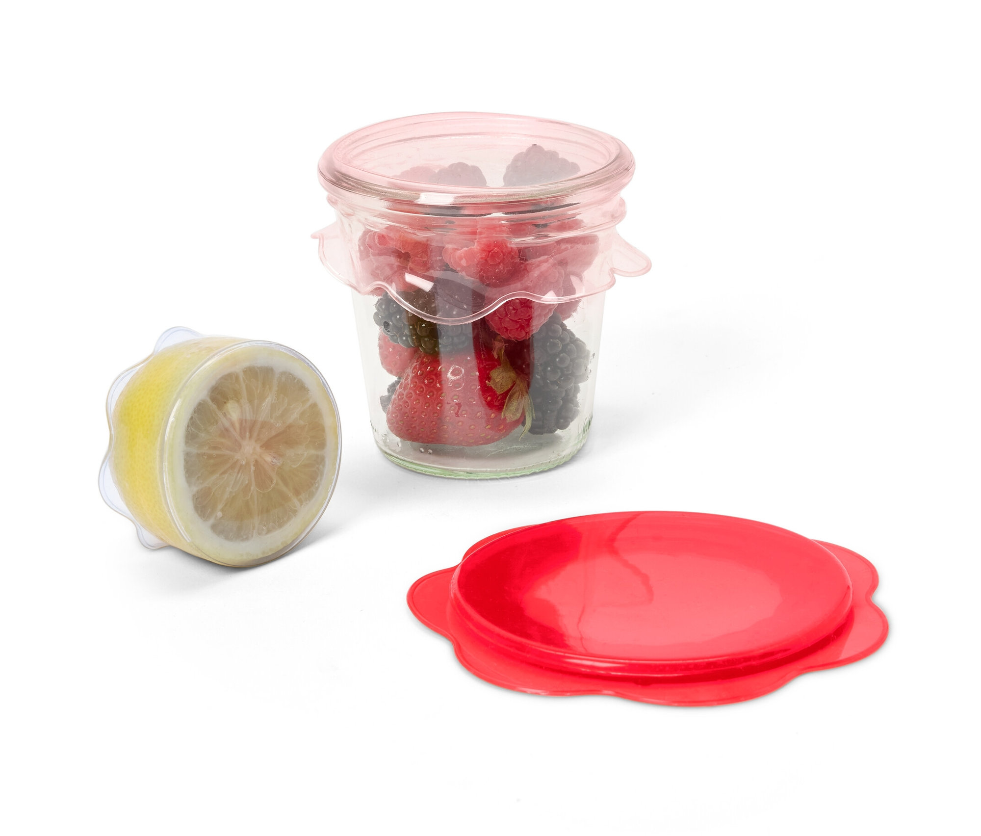 Tchibo - Silikonowe pokrywki - kolor: niebieski/czerwony