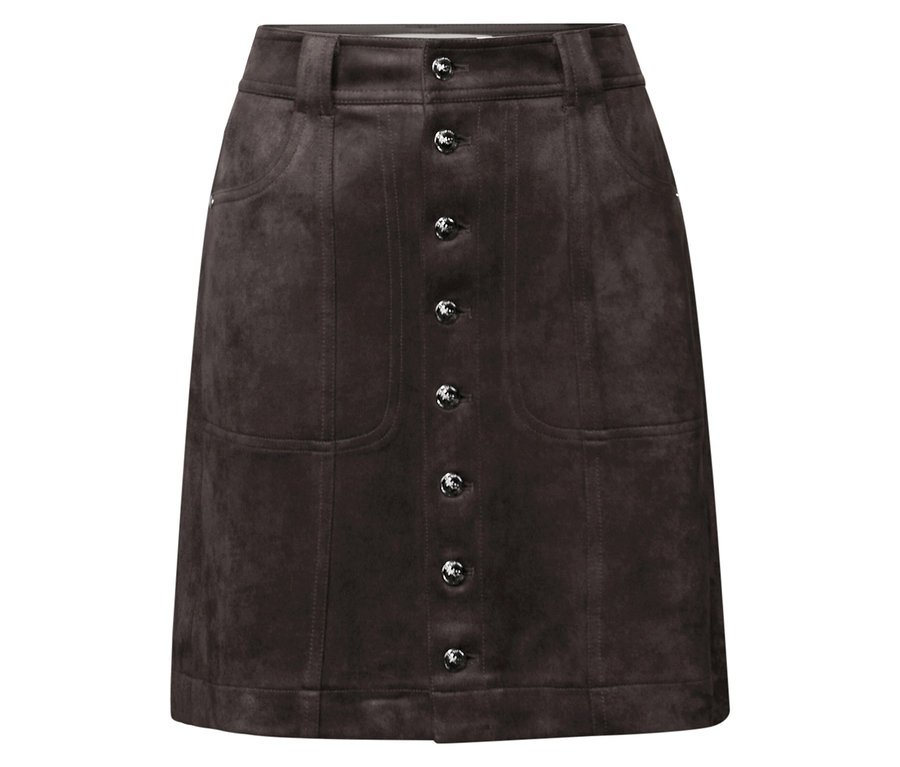 Brązowa spódnica welurowa od Street One zapinana na guziki.