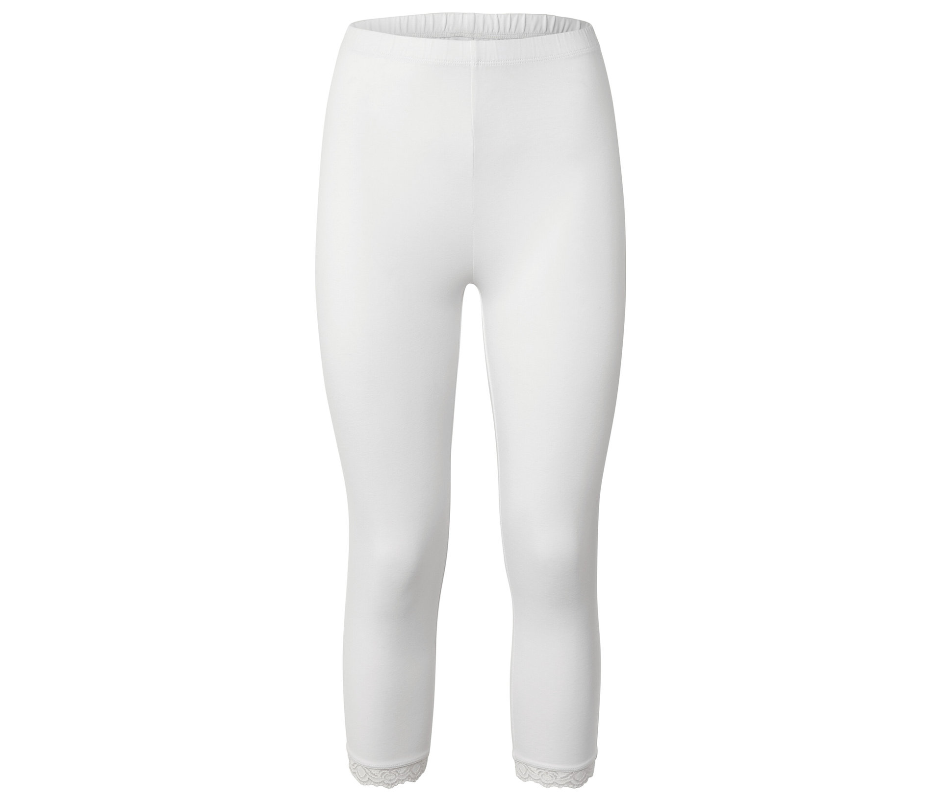Tchibo - Legginsy o długości 3/4 z koronkowym zakończeniem- biały