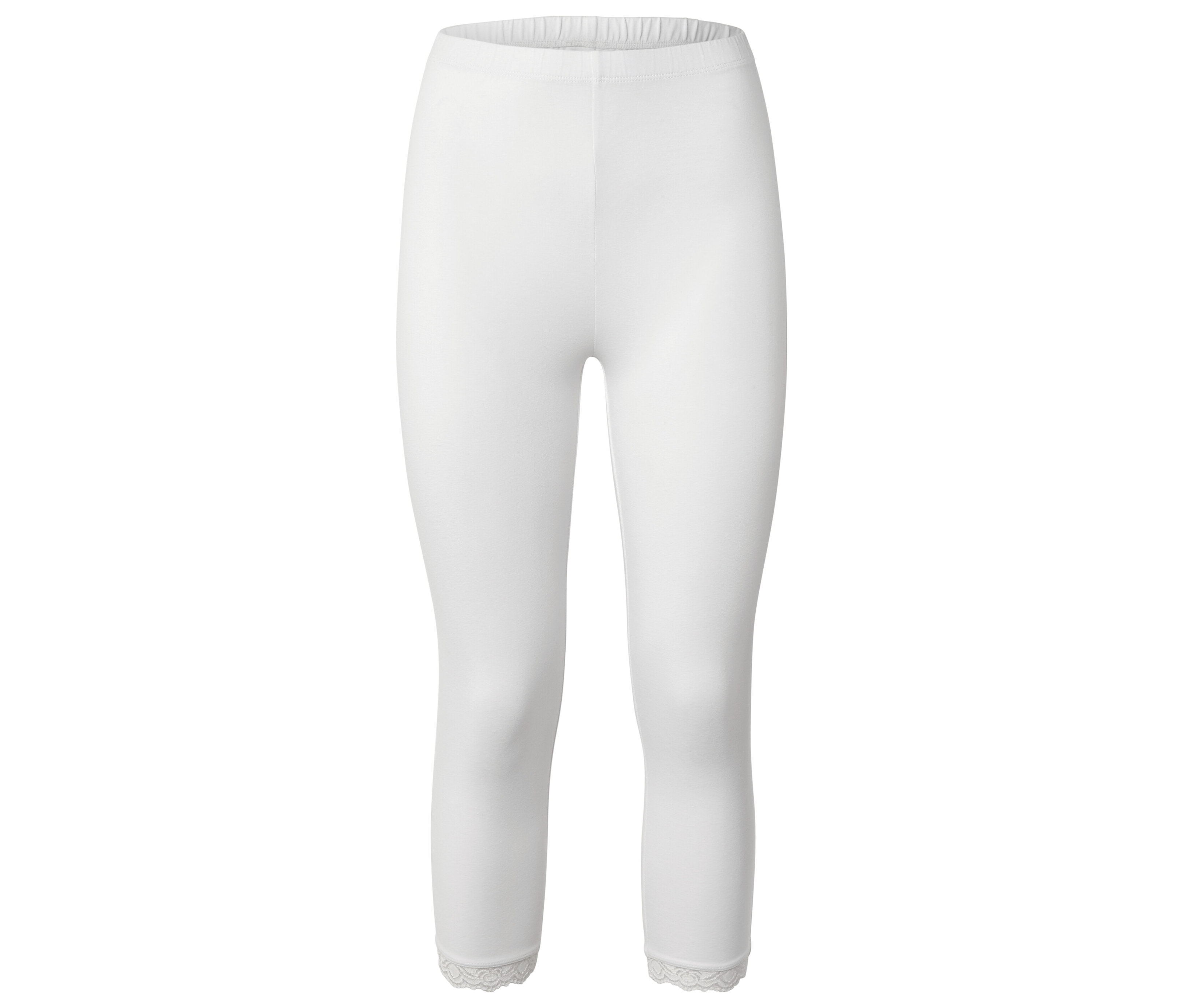 Tchibo - Legginsy o długości 3/4 z koronkowym zakończeniem- biały