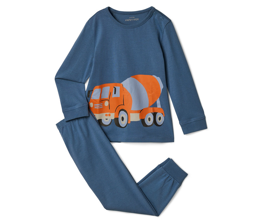 Niebieska piżama z motywem betoniarki.