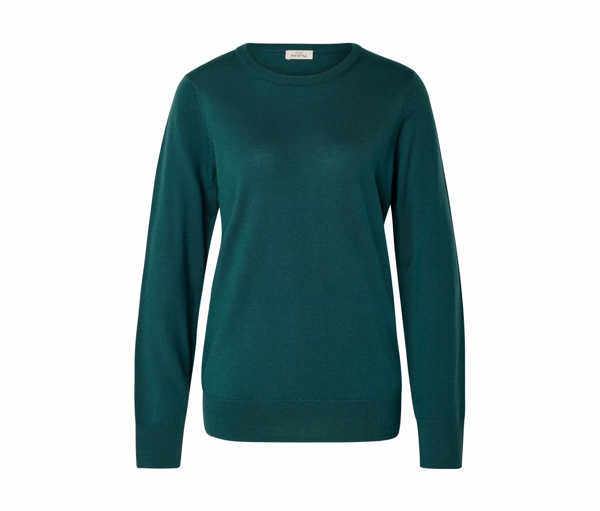 Tchibo - Sweter z cienkiej dzianiny z wełny merino, ciemnozielony