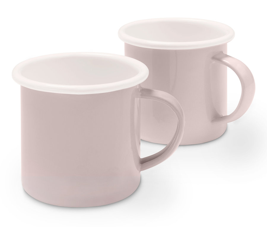 Dwa emaliowane kubki.