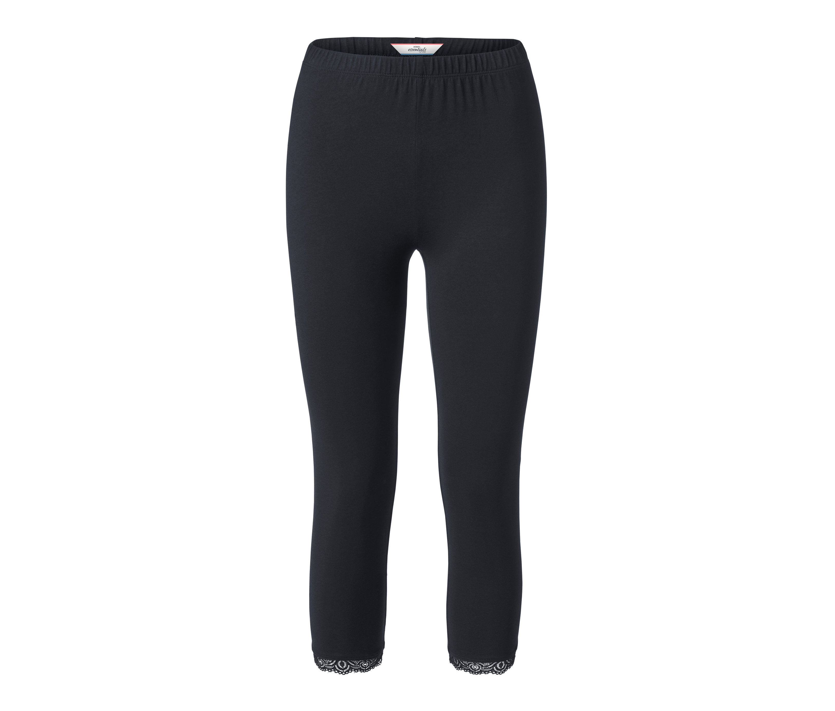 Tchibo - Legginsy o długości 3/4 z koronkowym brzegiem, czarny