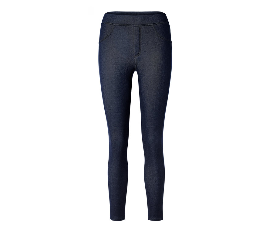 Ocieplane legginsy stylizowane na dżinsy, granatowy dżins.