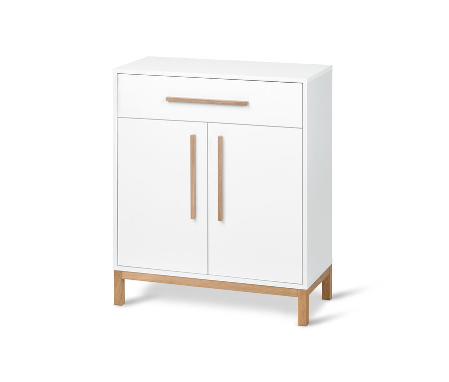 Biała szafka łazienkowa typu sideboard »Eklund« z szufladą i dwojgiem drzwi.