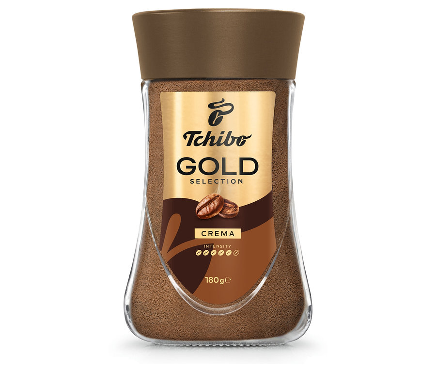 Słoik kawy rozpuszczalnej Tchibo Gold Selection.