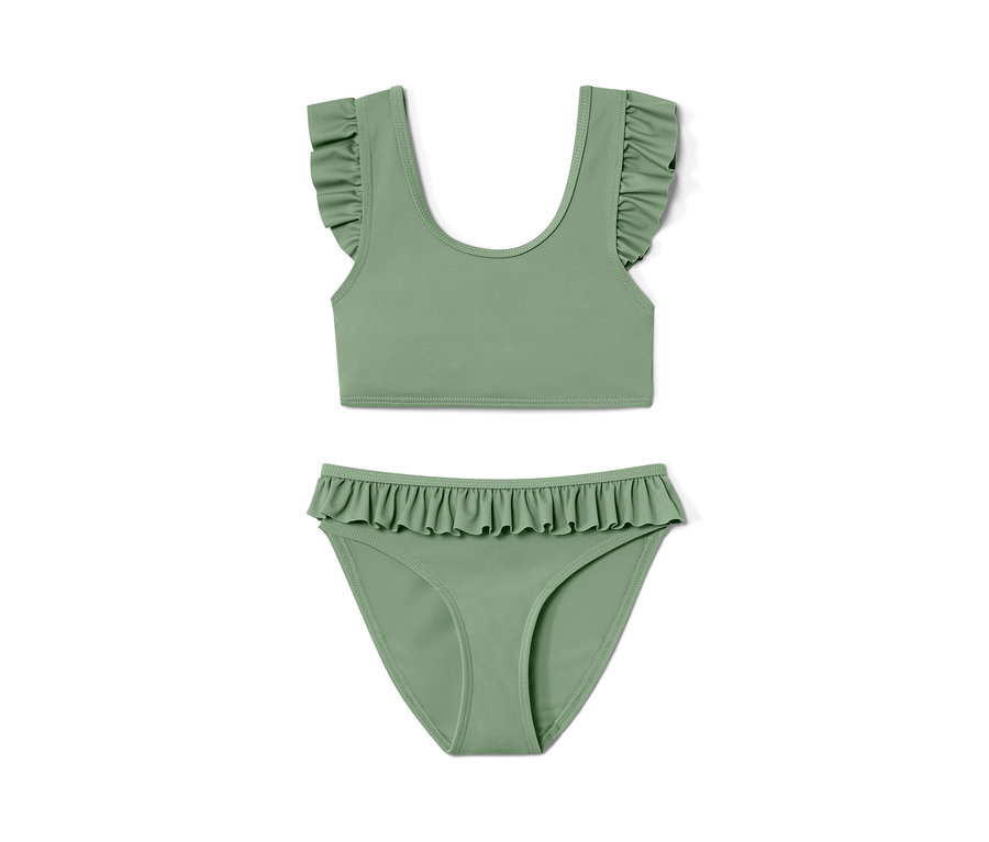 Zielony 4-częściowy zestaw bikini dla malucha.