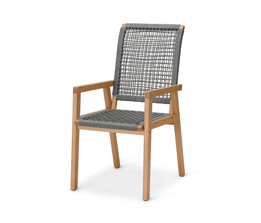 Krzesło z plecionką tekstylną.