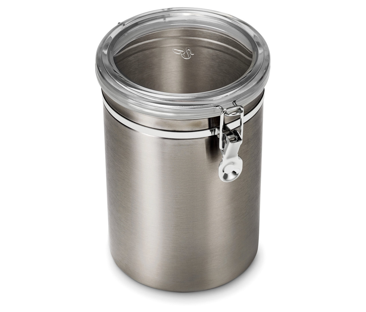 Puszka chroniąca aromat o pojemności 1 kg, wykonana ze stali nierdzewnej, stoi na białym tle.