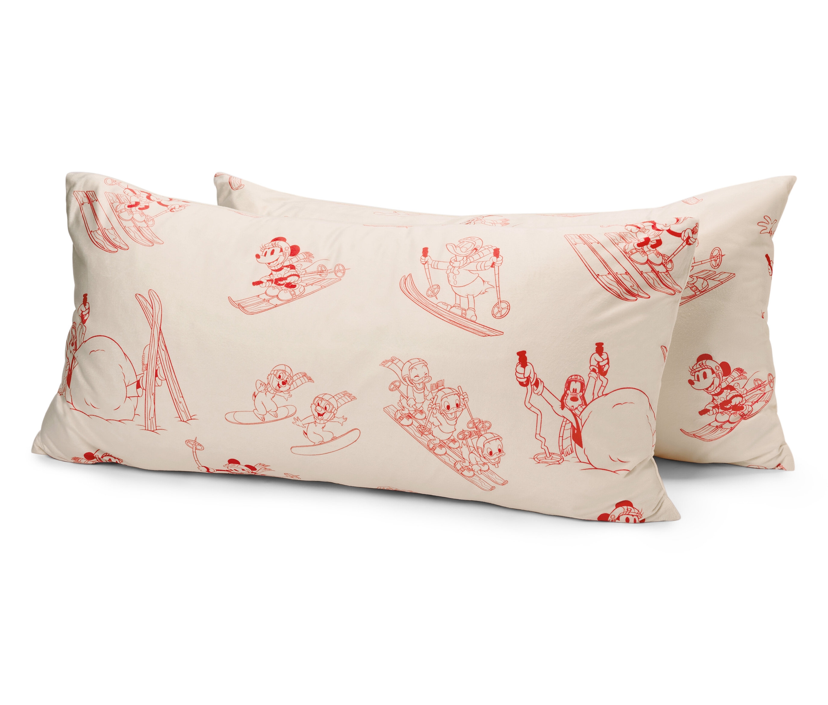 Tchibo - Welurowe poszewki na poduszki „Mickey i przyjaciele” - kolor: czerwony/biały