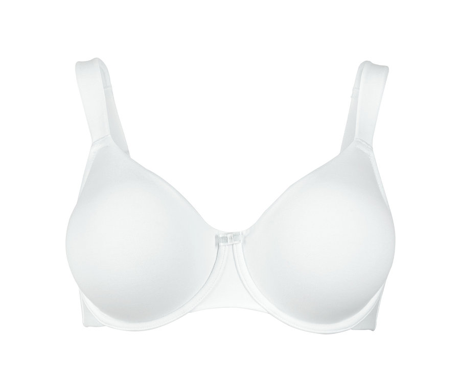 Biustonosz bawełniany na szerszych ramiączkach, z fiszbinami, biały.
