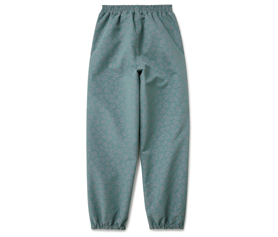 Spodnie przeciwdeszczowe z elementami odblaskowymi.