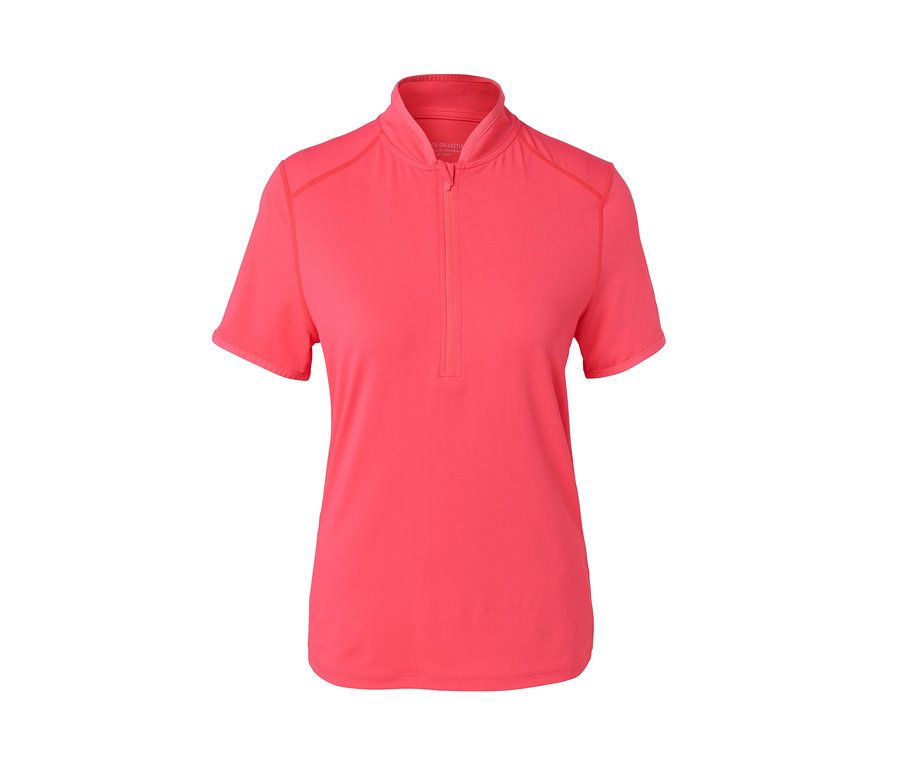 Różowa koszulka rowerowa z krótkim rękawem.