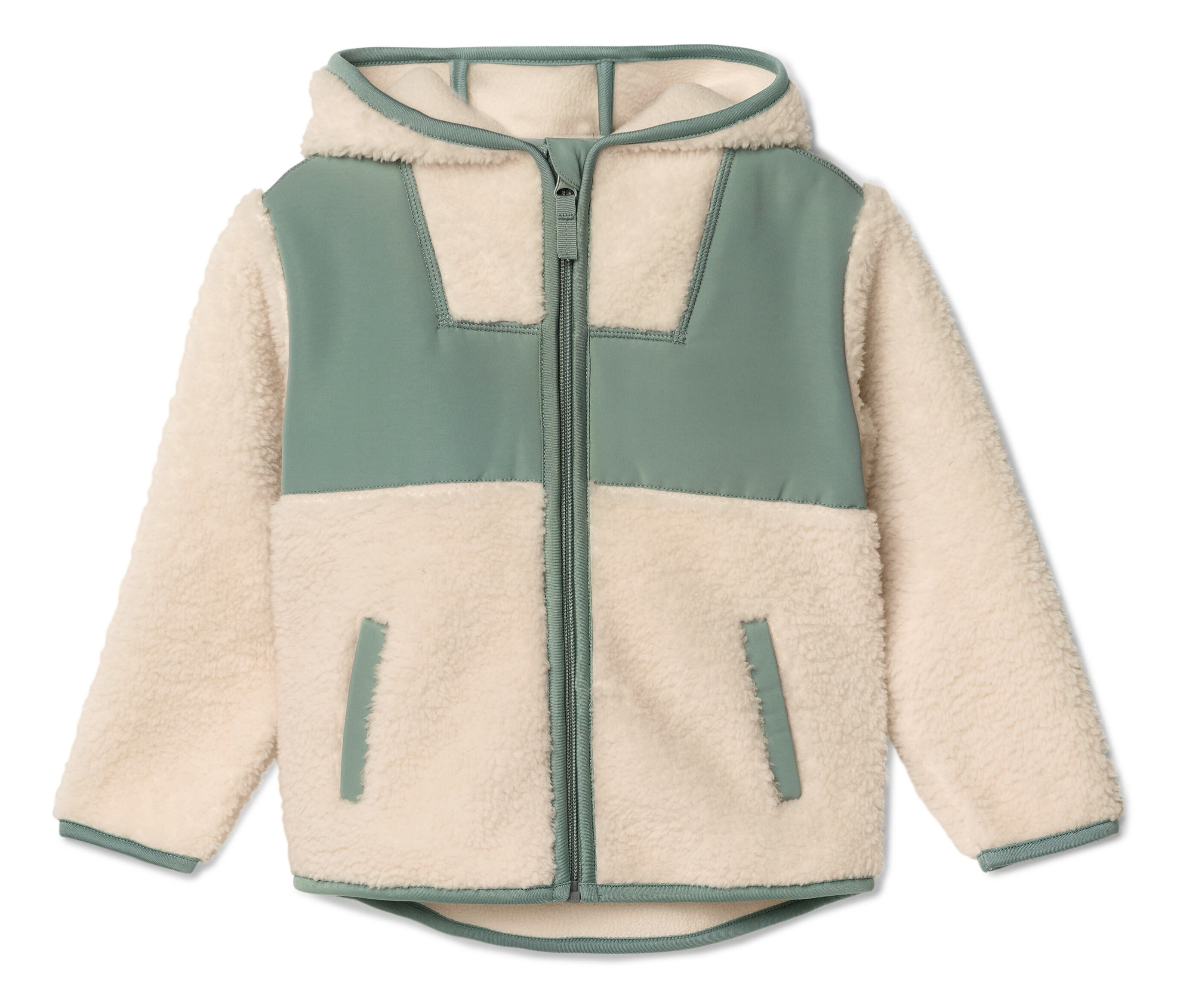 Tchibo - Pluszowa rozpinana bluza - mężczyzna- zielony/beżowy