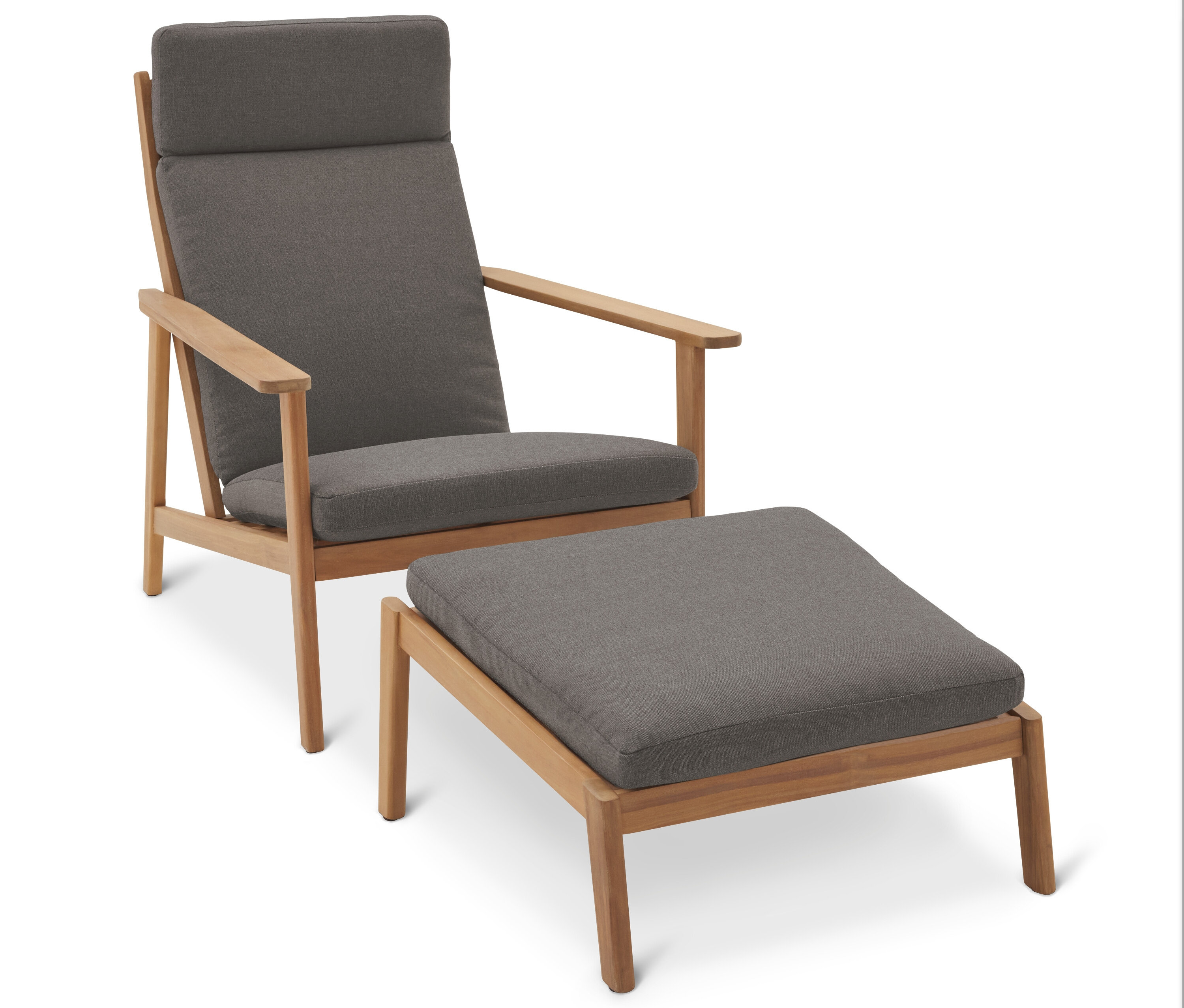 Tchibo - Wygodny fotel ogrodowy z wysokim oparciem i podnóżkiem - kolor: beżowy/brązowy