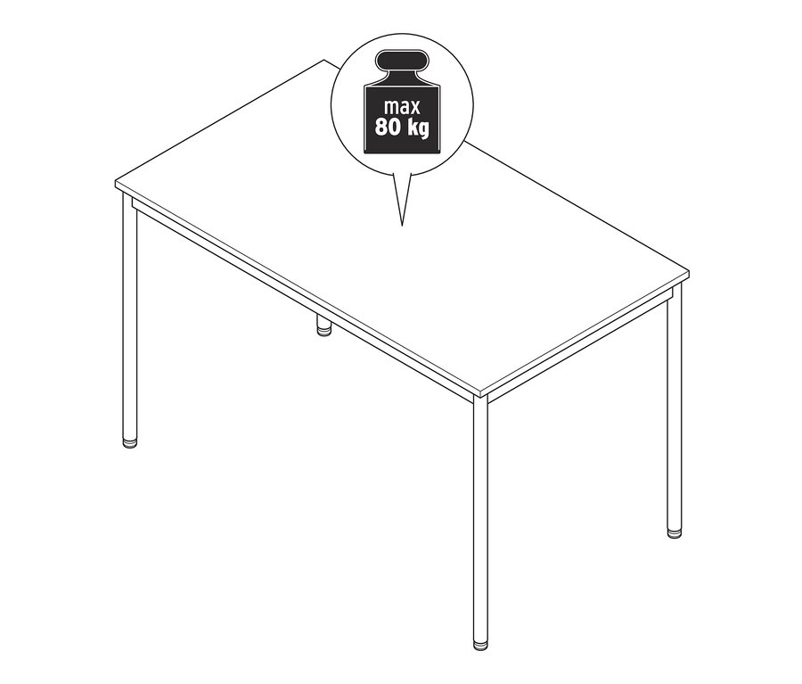 Rysunek metalowego stołu »CN3«, ok. 140 x 80 cm.