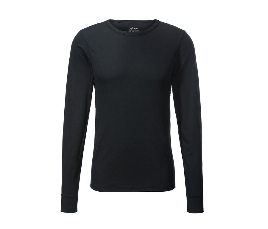 Czarna męska bielizna funkcyjna z długim rękawem.