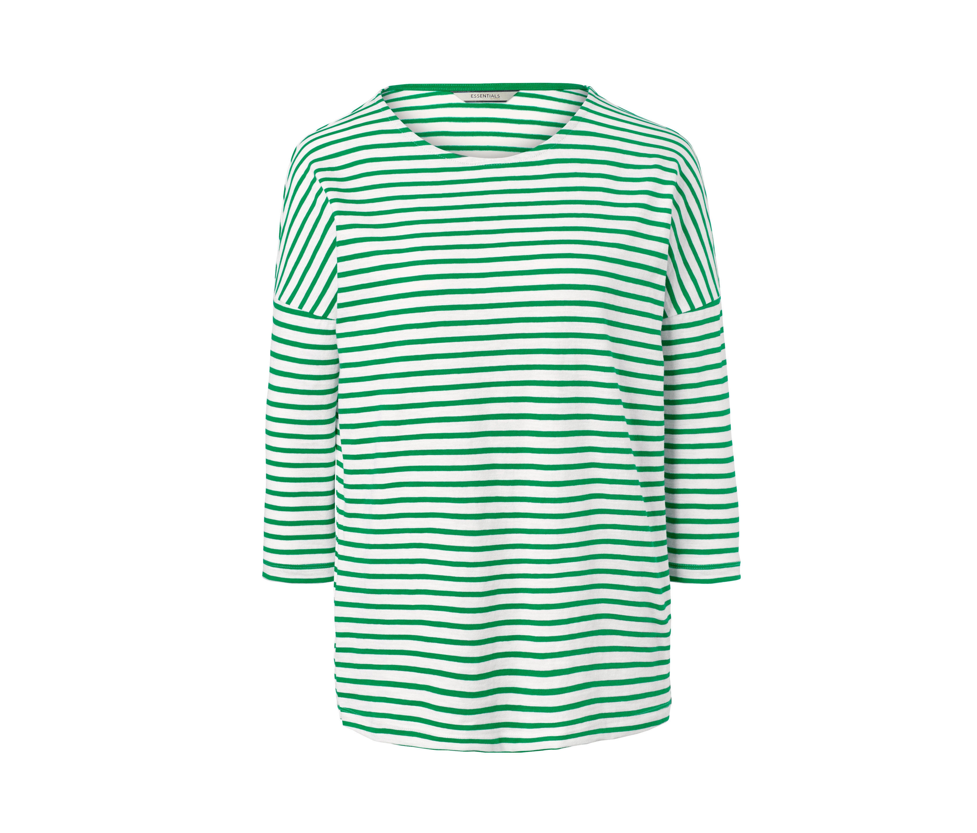 Tchibo - Bluzka w paski z rękawami o długości 3/4- biały/zielony/w paski