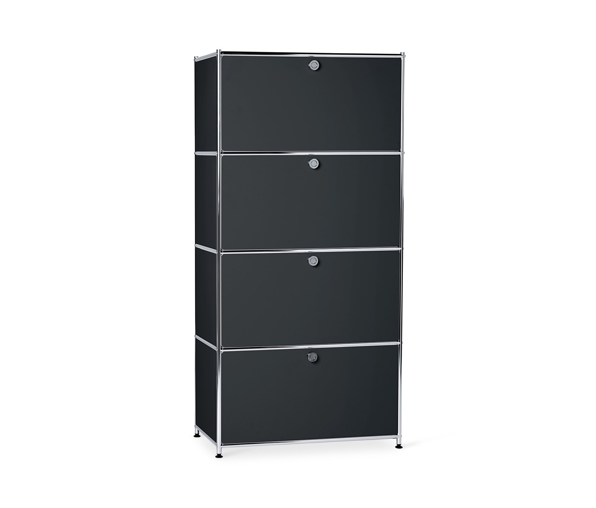 Tchibo - Metalowa szafka typu highboard »Cn3« z 4 komorami z klapami - kolor: czarny