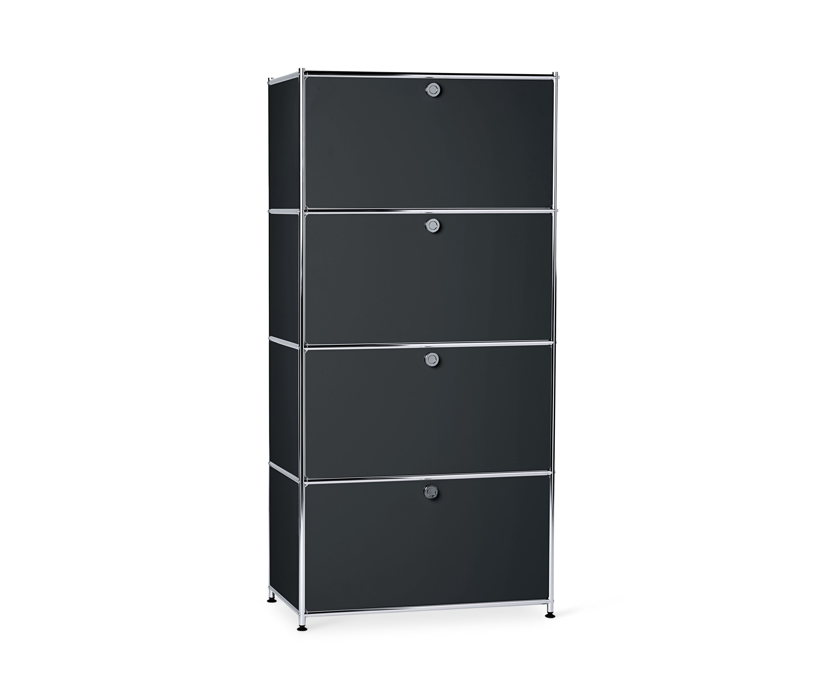 Tchibo - Metalowa szafka typu highboard »Cn3« z 4 komorami z klapami - kolor: czarny