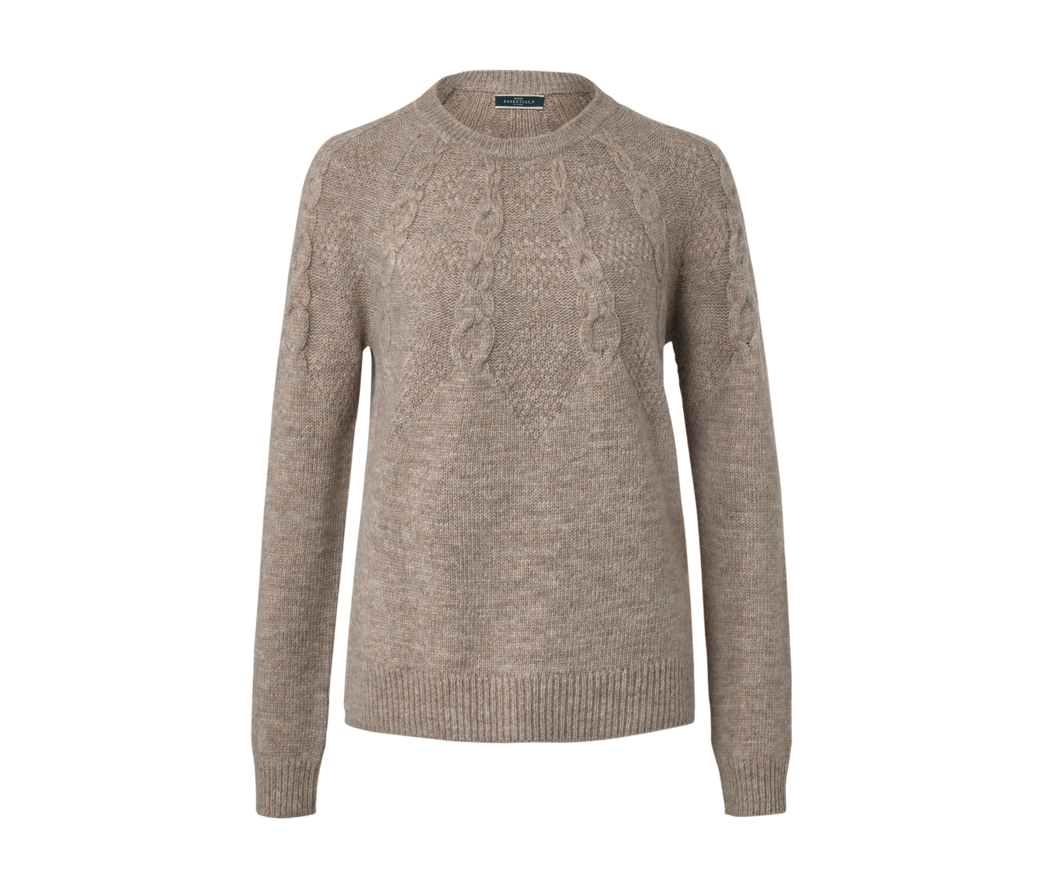 Tchibo - Sweter o grubym splocie z wzorem warkoczowym- brązowy