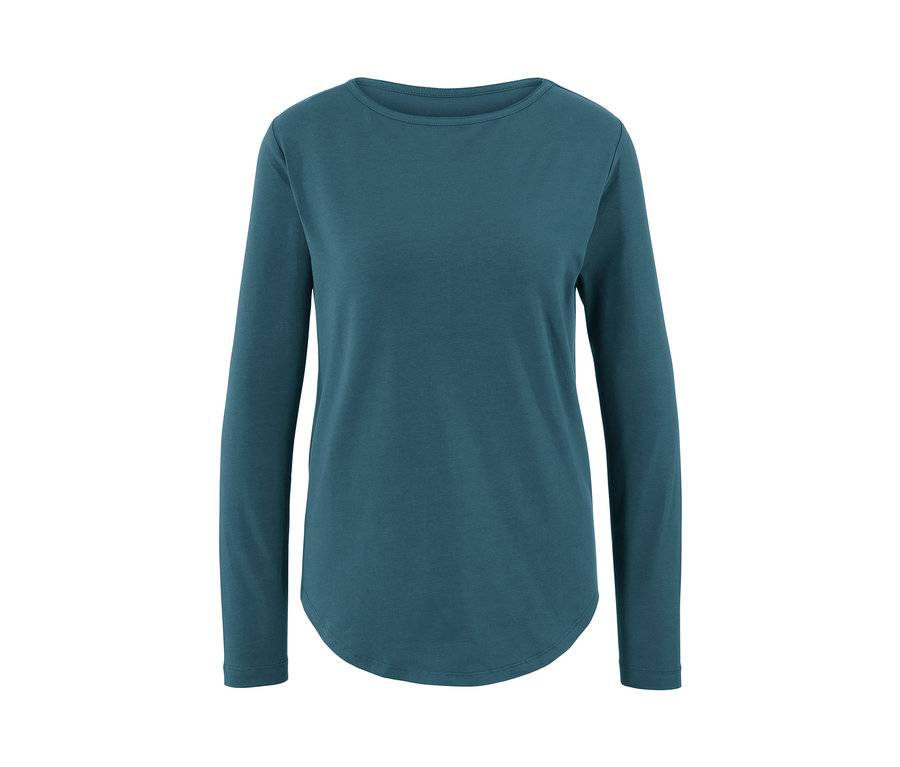 Ciemna szmaragdowozielona koszulka sportowa z długim rękawem.