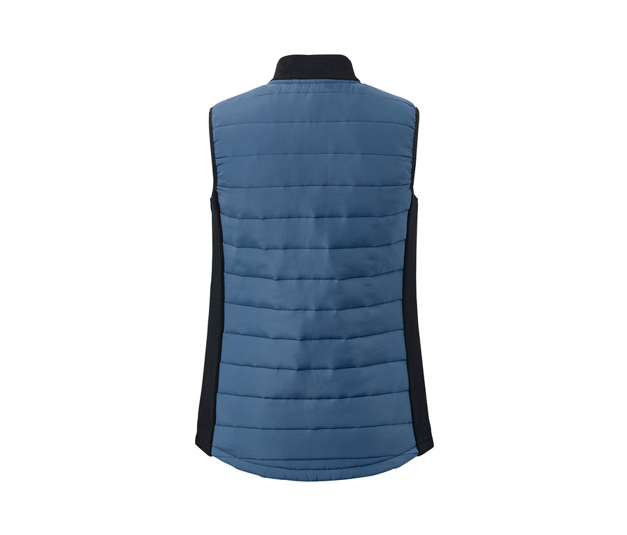 Tył niebieskiej termoaktywnej kamizelki pikowanej.
