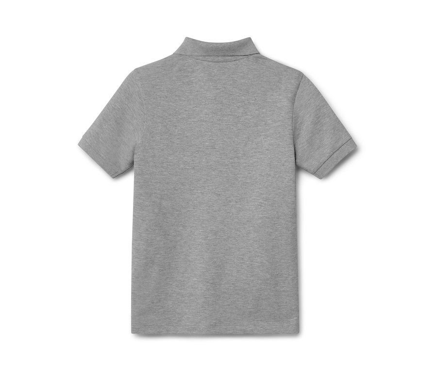 Szara koszulka polo z bawełnianej tkaniny piqué.