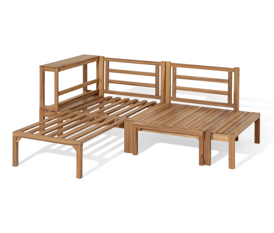 Narożnik wypoczynkowy „Tinus” do indywidualnego ustawienia, z wysuwanymi podnóżkami.