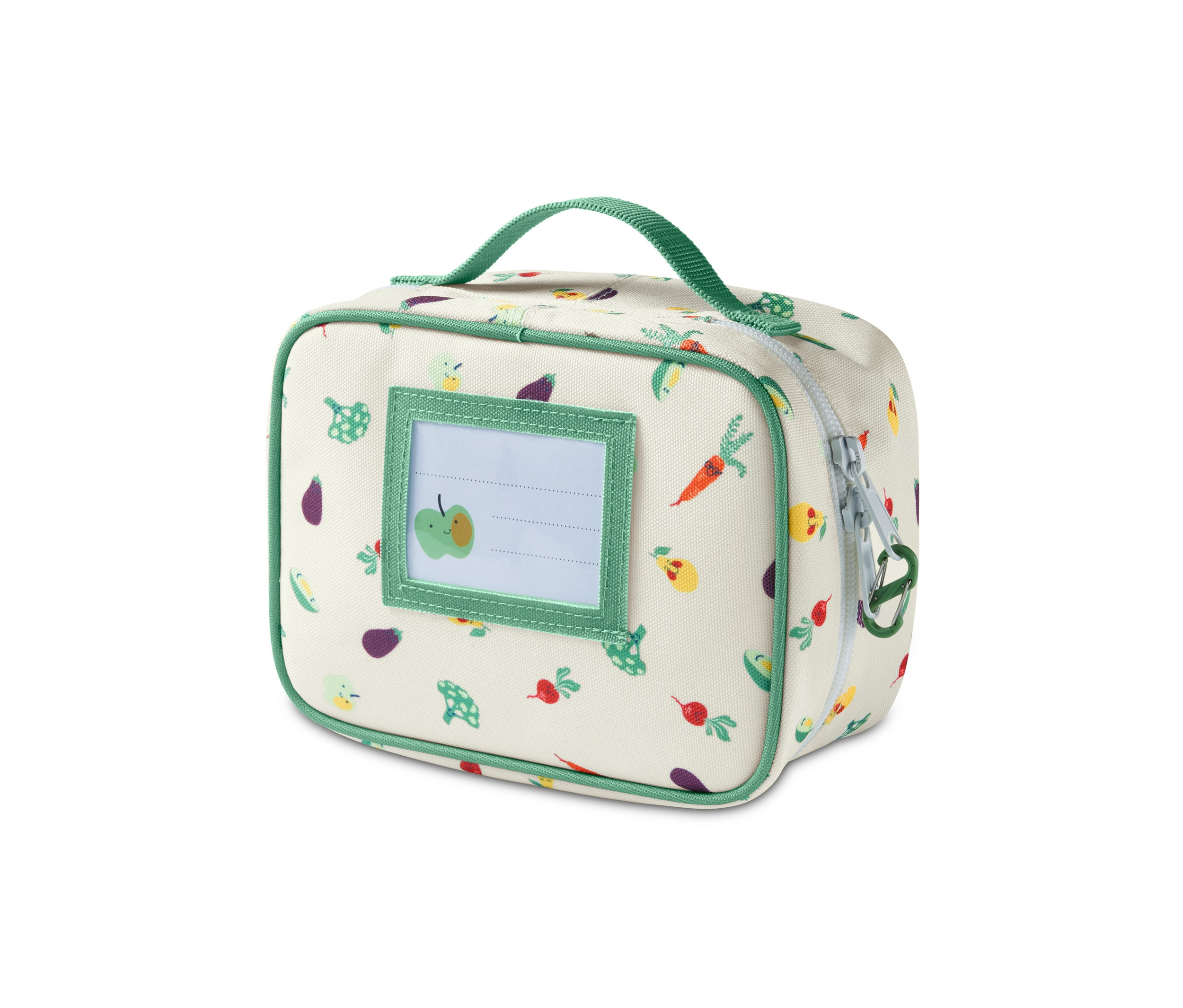 Torba na leki z zabezpieczeniem przed dziećmi we wzór warzyw.