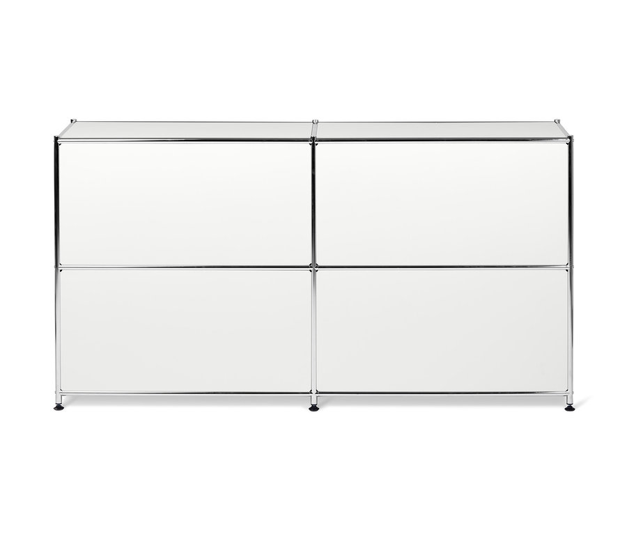 Biała metalowa szafka typu sideboard „CN3” z 4 klapami.