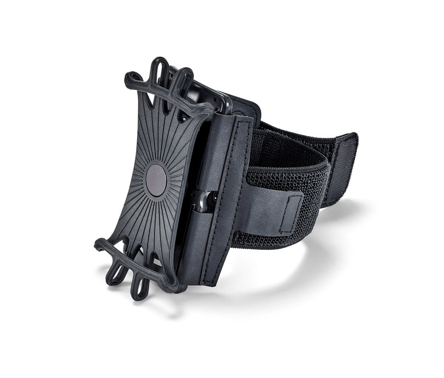 Czarna sportowa opaska na smartfon.