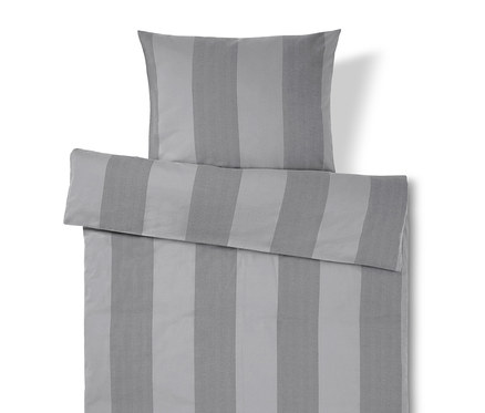 Pościel ze szlachetnej flaneli, szara w paski, rozmiar standardowy