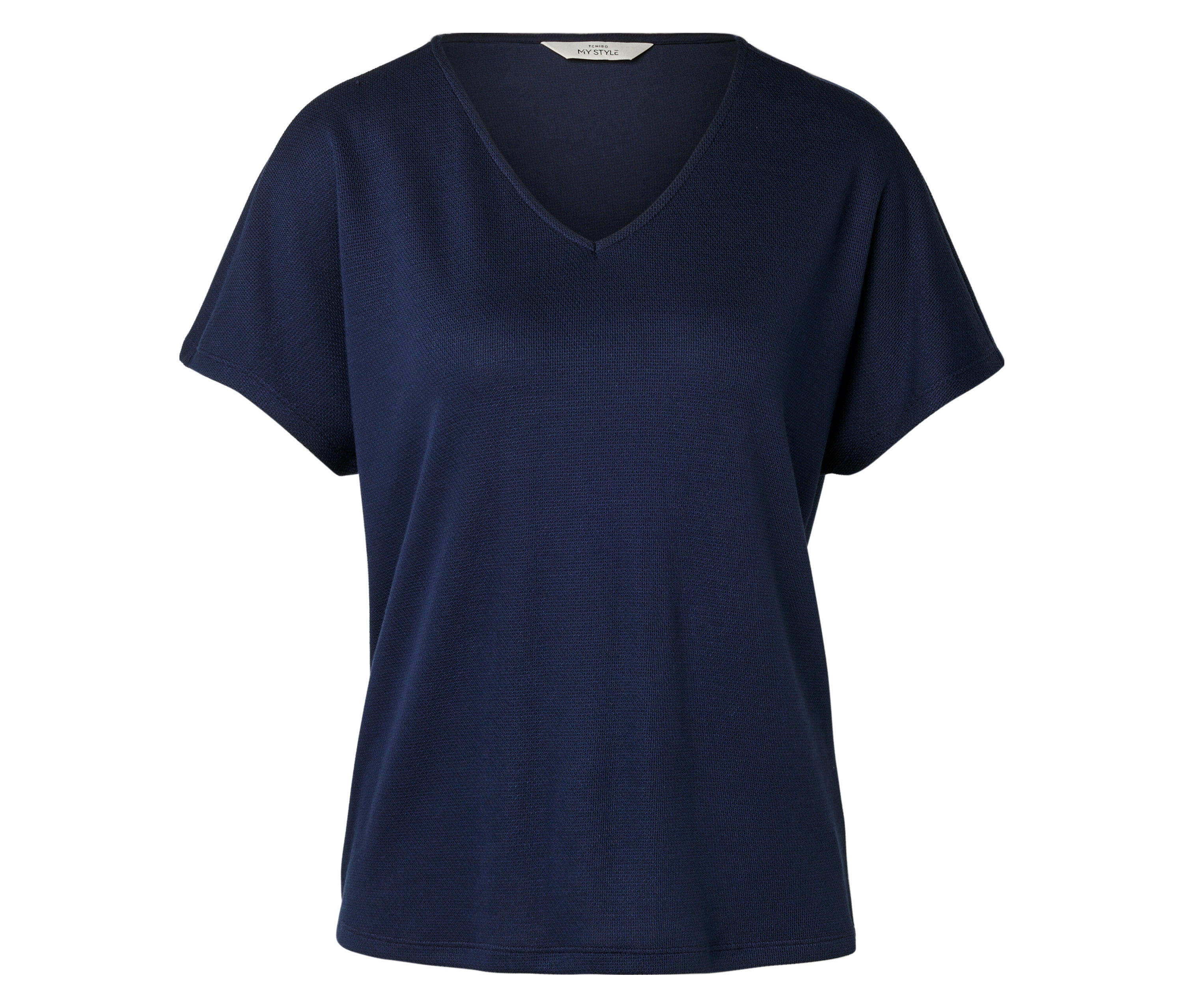 Tchibo - Koszulka z fakturowaną powierzchnią- niebieski